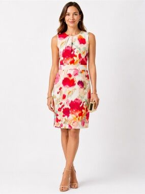 Kate Spade Bowden Sheath Dress Sleeveless Watercolor Floral Size 6 Pink White